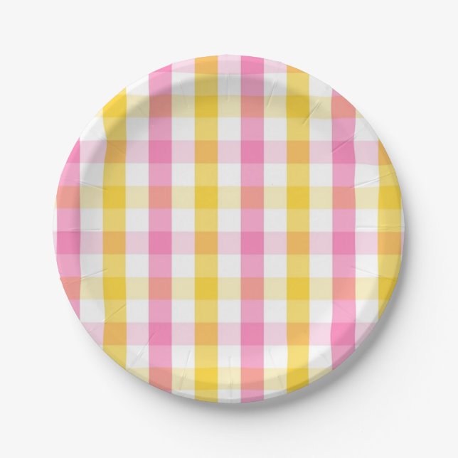 Springtime Gingham  Paper Plate (Front)