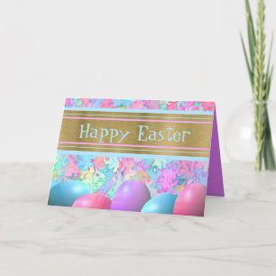 Springtime Happy Easter Eggs Holiday Card