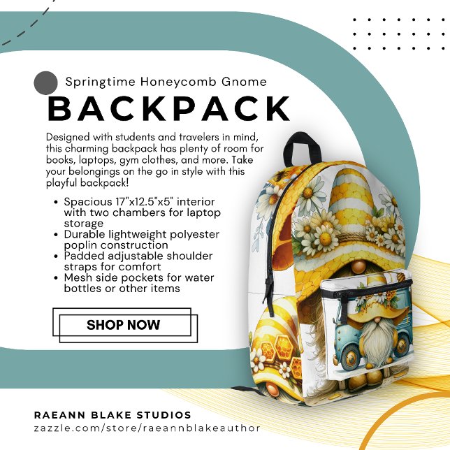 Springtime Honeycomb Gnome Custom-Designed Printed Backpack (Creator Uploaded)