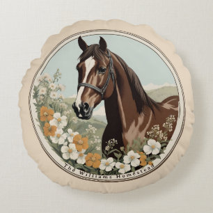 Springtime Horse Round Cushion