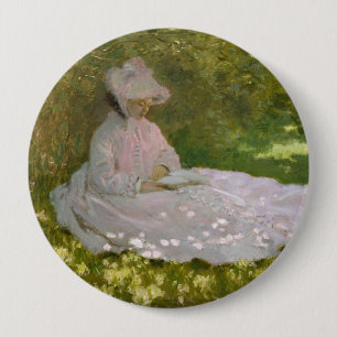 Springtime, Impressionist Portrait, Claude Monet 10 Cm Round Badge