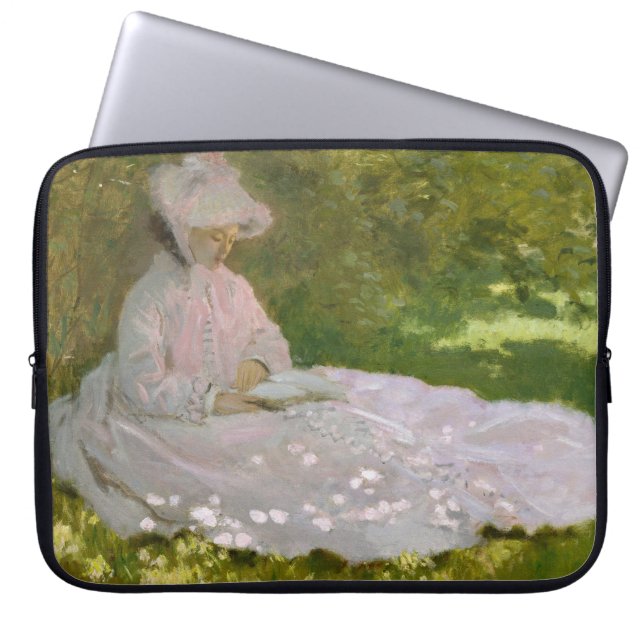 Springtime, Impressionist Portrait, Claude Monet Laptop Sleeve (Front)