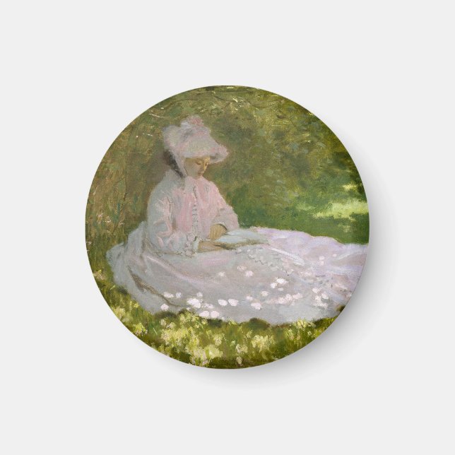 Springtime, Impressionist Portrait, Claude Monet Magnet (Front)