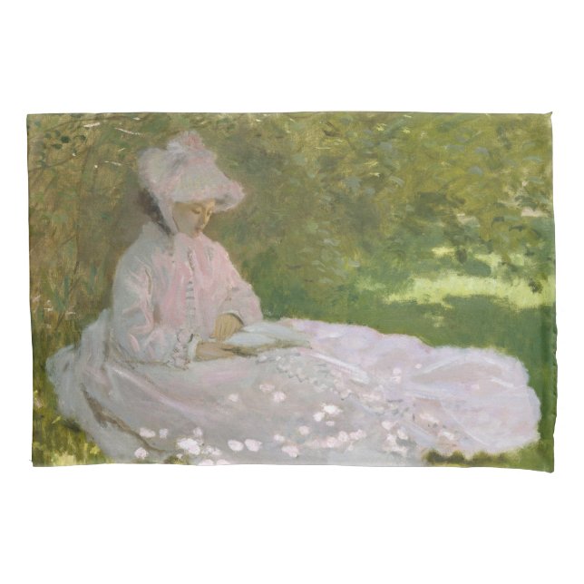 Springtime, Impressionist Portrait, Claude Monet Pillowcase (Front)