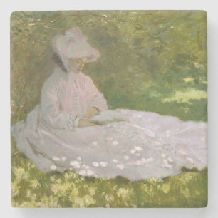 Springtime, Impressionist Portrait, Claude Monet Stone Coaster