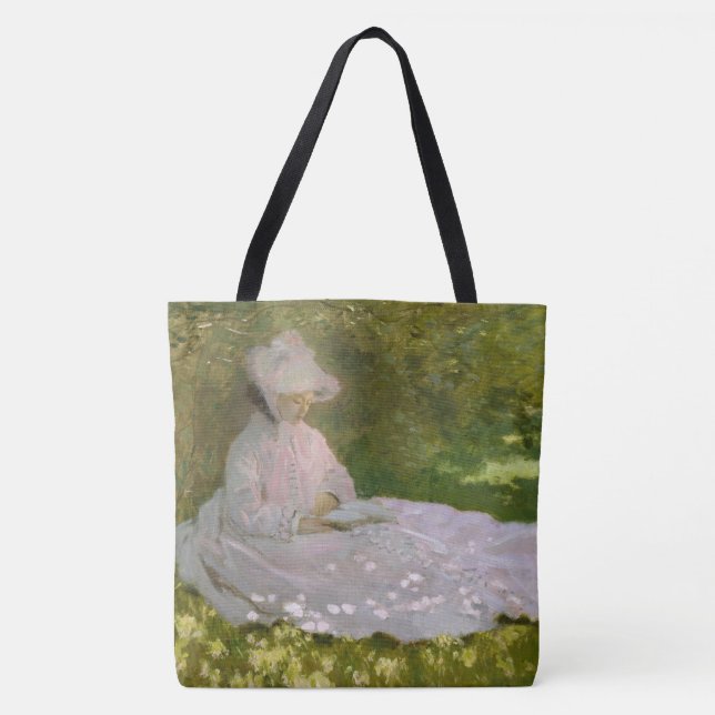 Springtime, Impressionist Portrait, Claude Monet Tote Bag (Front)