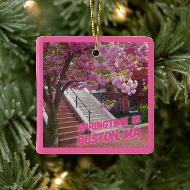 Springtime in Boston, MA Ceramic Ornament (Tree)