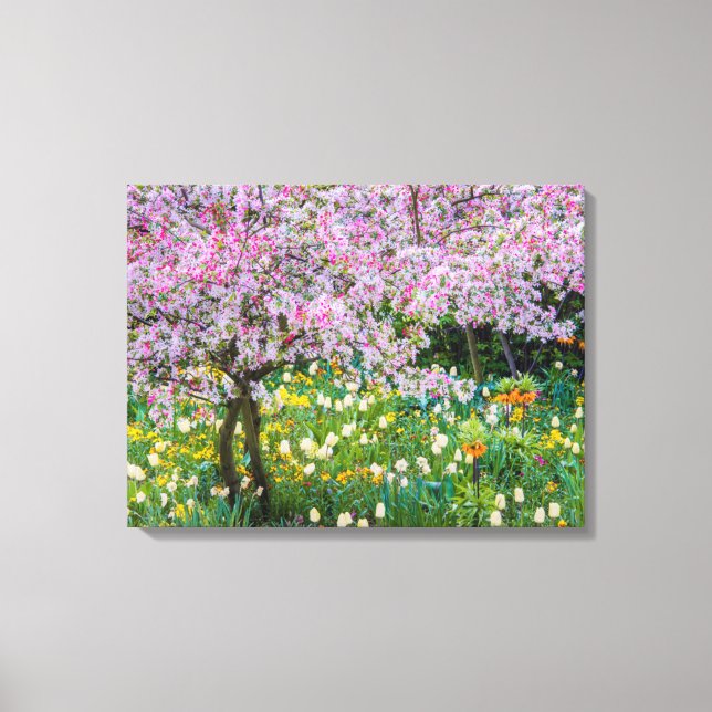 Springtime in Claude Monet's garden Canvas Print (Front)