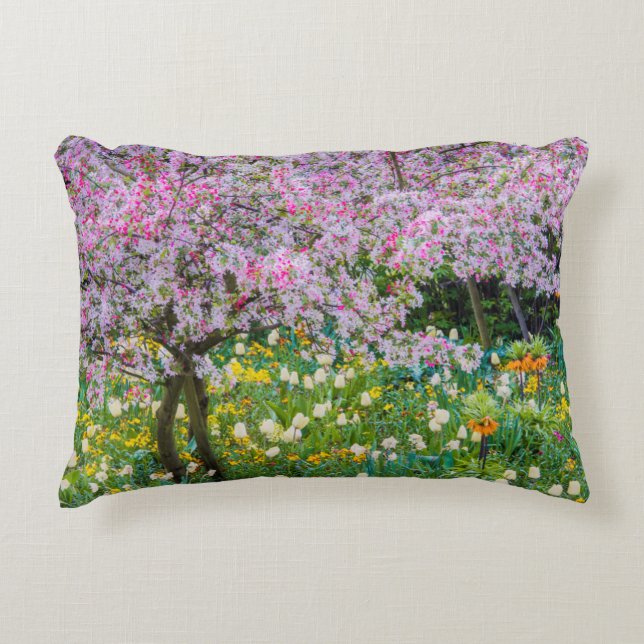 Springtime in Claude Monet's garden Decorative Cushion (Front)