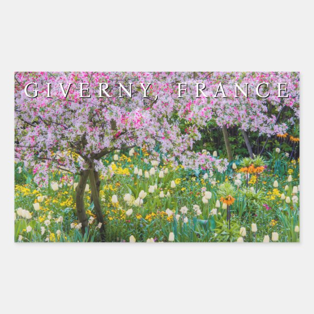 Springtime in Claude Monet's Garden Rectangular Sticker (Front)