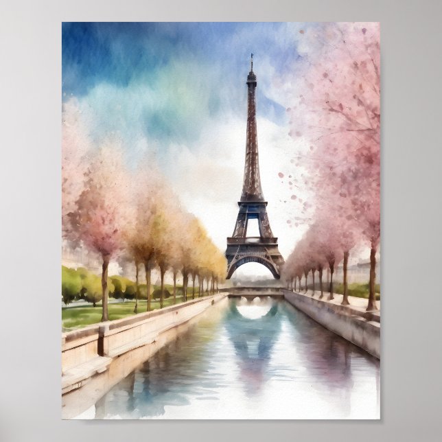 Springtime in Paris Eiffel Tower Art Poster (Front)