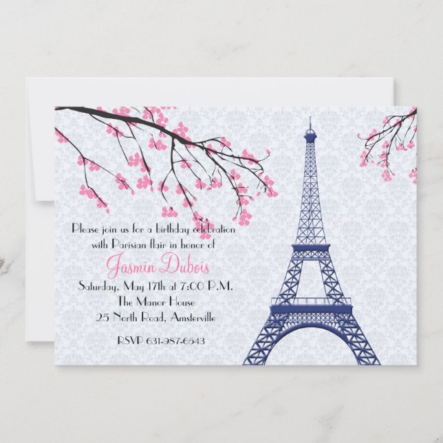 Springtime in Paris Invitation (Front)