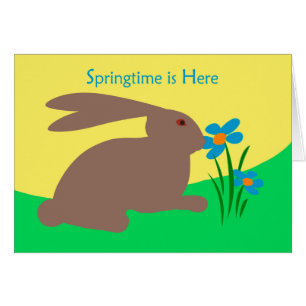 Springtime is Here, Rabbit Smelling a Flower