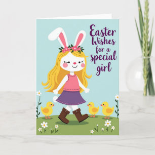 Springtime Joy Girl And Bird Card