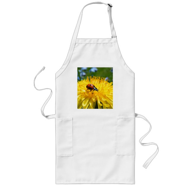 Springtime Ladybird on Dandelion Long Apron (Front)