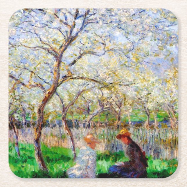 Springtime, Monet Square Paper Coaster (Front)