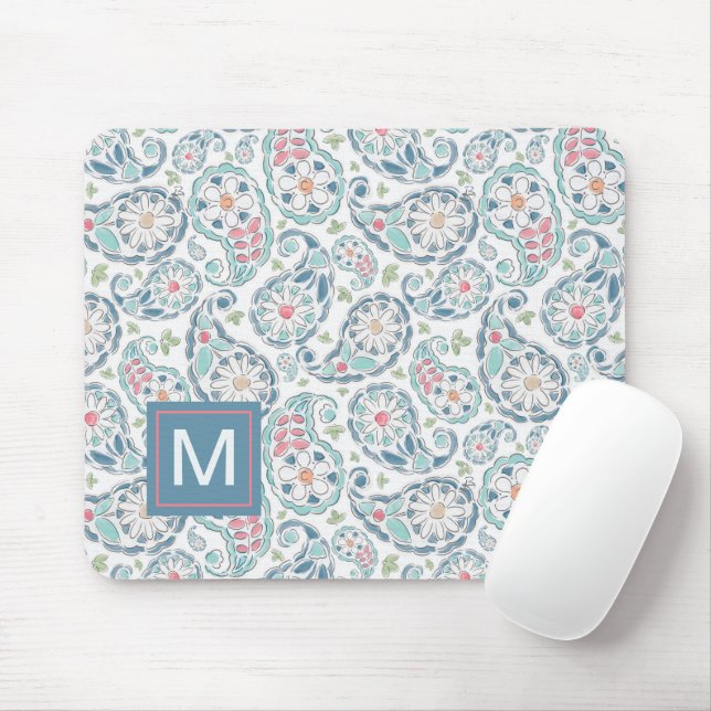 Springtime Paisley Pattern Mouse Mat (With Mouse)