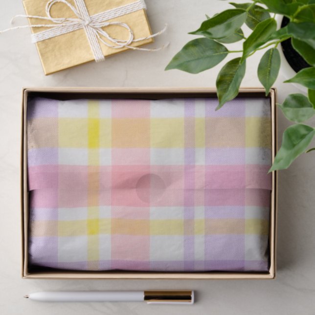 Springtime Pink Lavender Plaid  Tissue Paper (Gift)