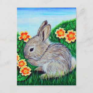 Springtime Rabbit Painting Postcard