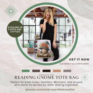 Springtime Reading Gnome Tote Bag