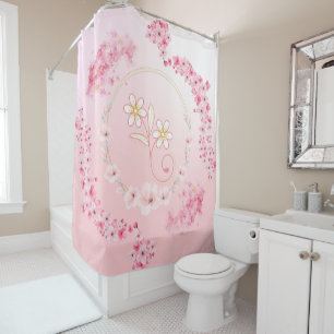 Springtime Reverie: Pink Floral Blessing Shower Curtain