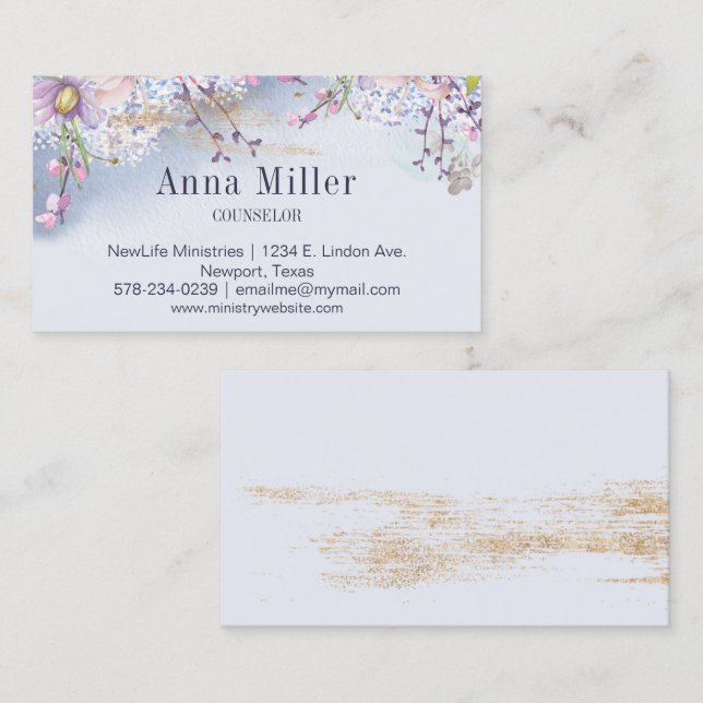 Springtime Serene Floral Counseling Ministry Business Card (Front/Back)