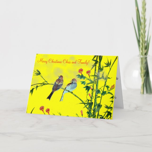 Springtime Sparrows Holiday Card (Front)