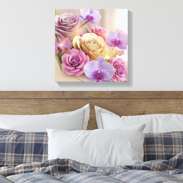 Springtime Splendour 3D Greeting Card with Dew-Kis Canvas Print (Insitu(Bedroom))