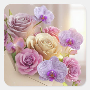 Springtime Splendour 3D Greeting Card with Dew-Kis Square Sticker