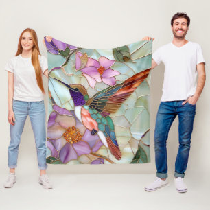 Springtime Stained Glass Hummingbird Blanket