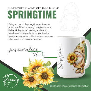 Springtime Sunflower Gnome #1 Ceramic Mug