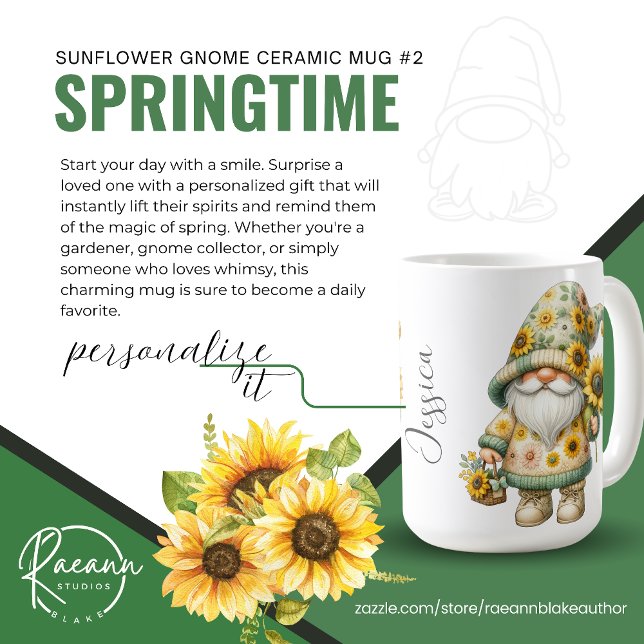 Springtime Sunflower Gnome Ceramic Mug (Creator Uploaded)
