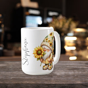 Springtime Sunflower Gnome Ceramic Mug