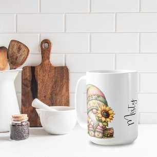 Springtime Sunflower Gnome Ceramic Mug