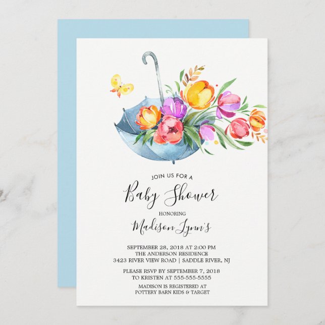 Springtime Tulips Babyl Shower Invitation (Front/Back)