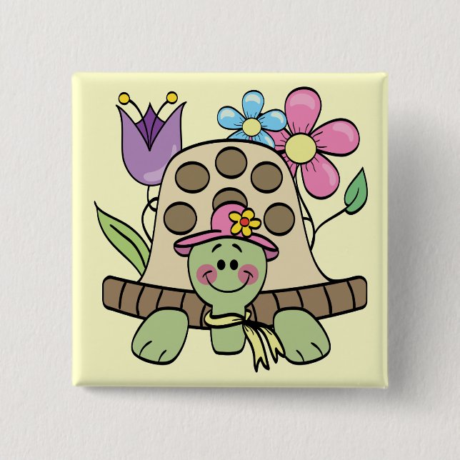 Springtime Turtle Tshirts and Gifts 15 Cm Square Badge (Front)