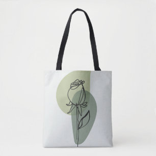 Springtime Vibes: Green Blue Floral Rose Tote Bag