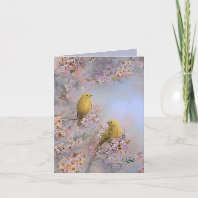 Springtime Warblers Thank You Card (Front)