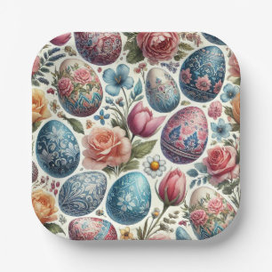 Springtime Watercolor Easter Egg Plates
