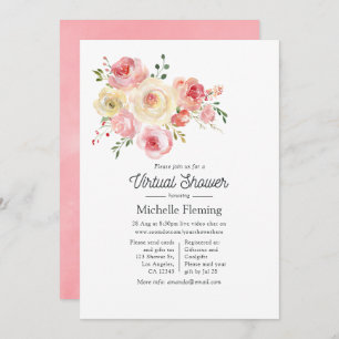 Springtime Watercolor Floral Virtual Shower Invitation