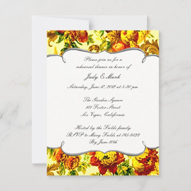 Springtime Wedding Rehearsal Dinner Invitation (Front)