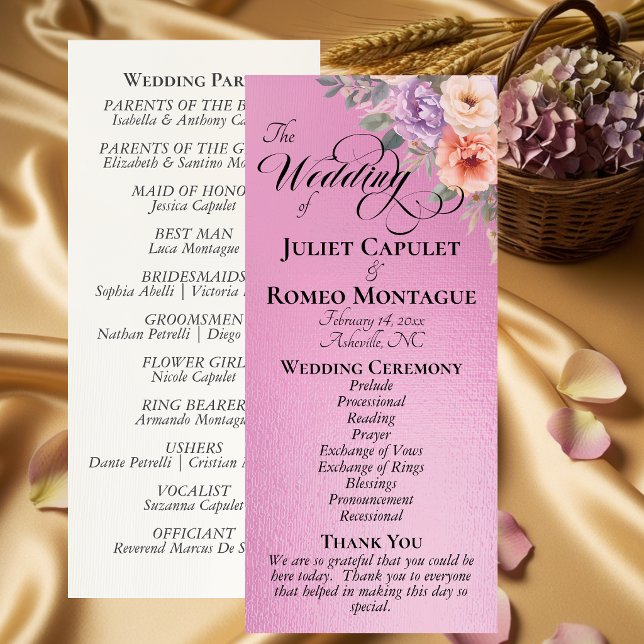 Springtime Wildflowers - Rose Pink Wedding Programme (Creator Uploaded)