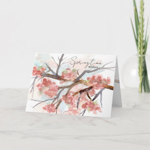 Springtime Wishes Pink Cherry Blossom Tree Card