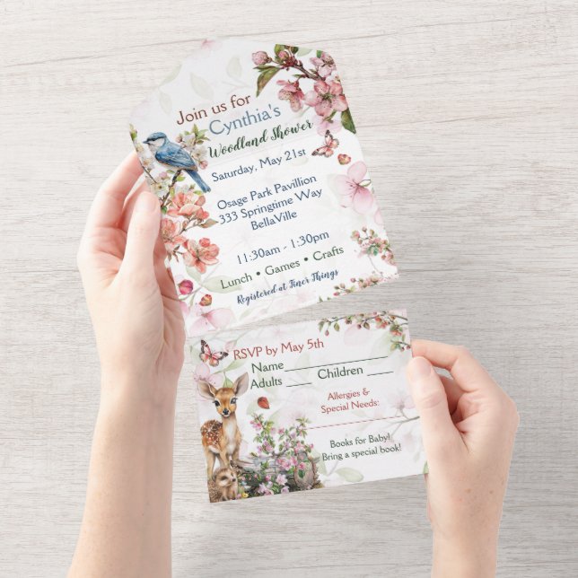 Springtime Woodland Shower Invitation (Tearaway)