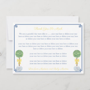 Springtime Yellow Boxwood Topiary Baby Shower Thank You Card