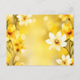 Springtime Yellow Flowers With Soft Watercolor Postcard