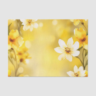 Springtime Yellow Flowers With Soft Watercolor Tissue Paper