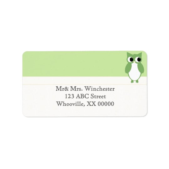 Springy Green Owl Address Label