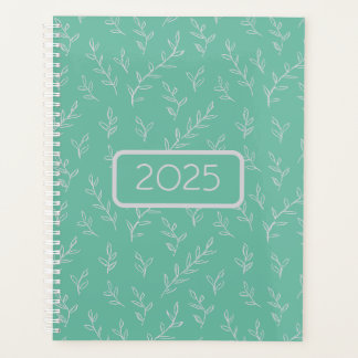 Springy: Hand-Sketched Leaves on Mint Green Planner