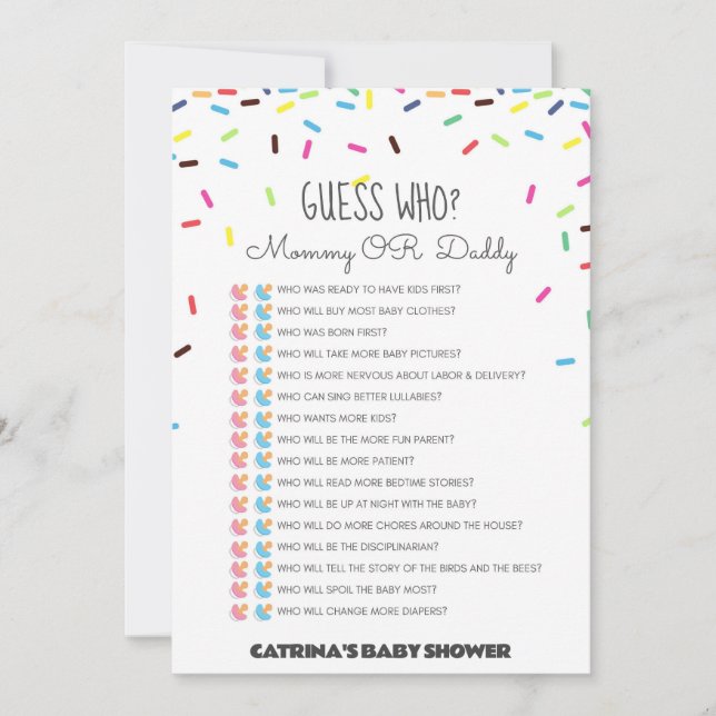 Sprinkle Baby Shower - Editable Name, 5x7 Invitation (Front)